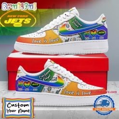 NFL New York Jets Custom Name Pride Edition Air Force 1 Sneakers