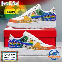 NFL Pittsburgh Steelers Custom Name Pride Edition Air Force 1 Sneakers