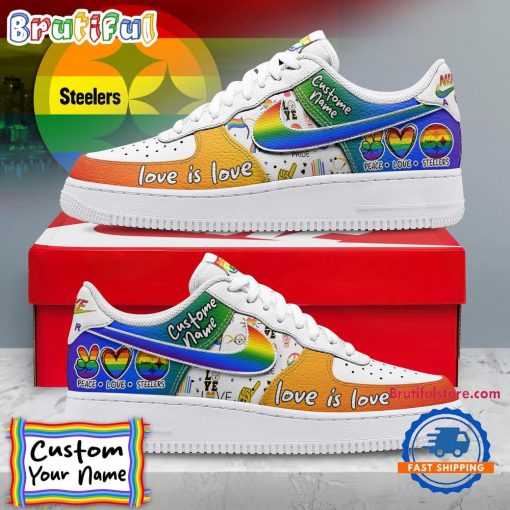 NFL Pittsburgh Steelers Custom Name Pride Edition Air Force 1 Sneakers