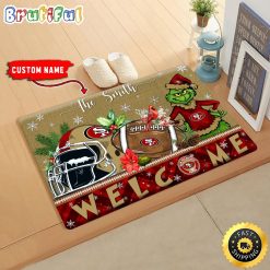 NFL San Francisco 49ers Custom Name Grinch Christmas Edition Rubber Doormat