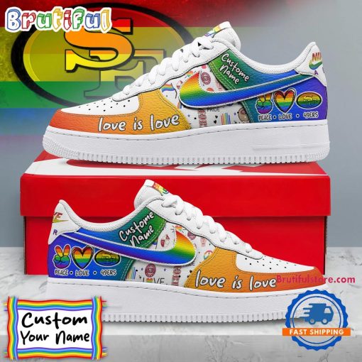 NFL San Francisco 49ers Custom Name Pride Edition Air Force 1 Sneakers