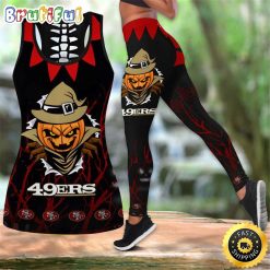 NFL San Francisco 49ers Pumpkin Halloween Hollow Tank Top and Leggings