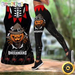 NFL Tampa Bay Buccaneers Pumpkin Halloween Hollow Tank Top and Leggings