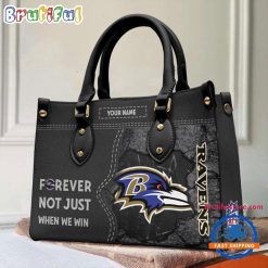 NFL Baltimore Ravens Custom Name Gift For Fans Leather Hand Bag