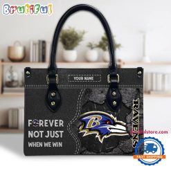 NFL Baltimore Ravens Custom Name Gift For Fans Leather Hand Bag
