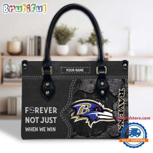 NFL Baltimore Ravens Custom Name Gift For Fans Leather Hand Bag