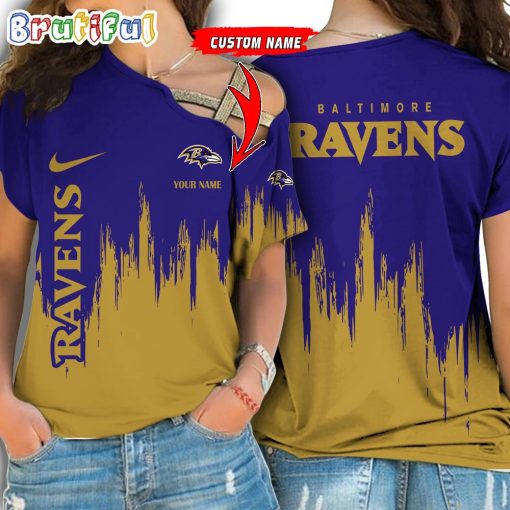 NFL Baltimore Ravens Custom Name Limited Edition One Shoulder T-Shirt