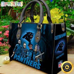 NFL Carolina Panthers Custom Name Halloween Edition Leather Hand Bag
