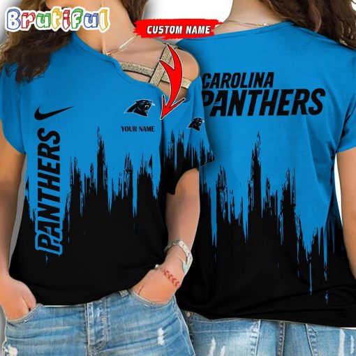 NFL Carolina Panthers Custom Name Limited Edition One Shoulder T-Shirt