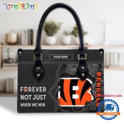 NFL Cincinnati Bengals Custom Name Gift For Fans Leather Hand Bag