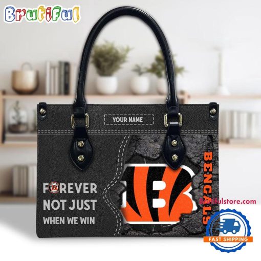 NFL Cincinnati Bengals Custom Name Gift For Fans Leather Hand Bag