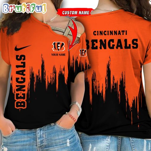 NFL Cincinnati Bengals Custom Name Limited Edition One Shoulder T-Shirt