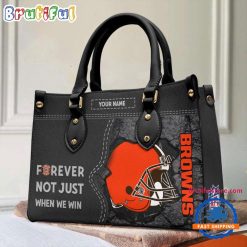 NFL Cleveland Browns Custom Name Gift For Fans Leather Hand Bag