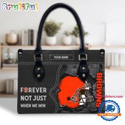 NFL Cleveland Browns Custom Name Gift For Fans Leather Hand Bag