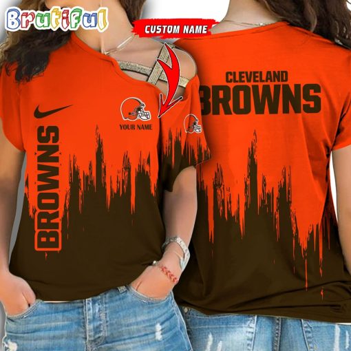 NFL Cleveland Browns Custom Name Limited Edition One Shoulder T-Shirt