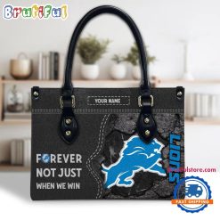 NFL Detroit Lions Custom Name Gift For Fans Leather Hand Bag