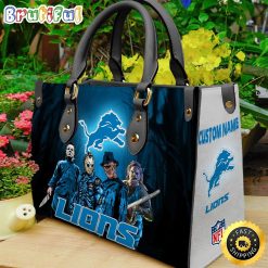 NFL Detroit Lions Custom Name Halloween Edition Leather Hand Bag