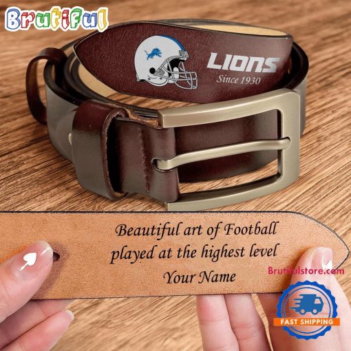 NFL Detroit Lions Custom Name Leather Belt