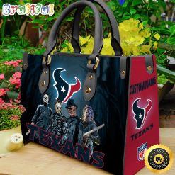 NFL Houston Texans Custom Name Halloween Edition Leather Hand Bag