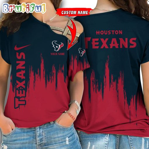 NFL Houston Texans Custom Name Limited Edition One Shoulder T-Shirt
