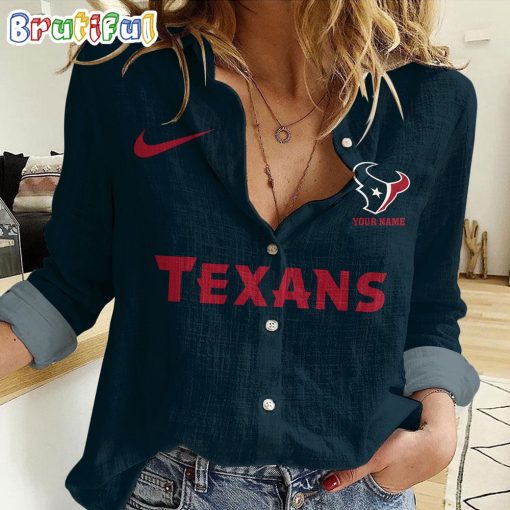 NFL Houston Texans Custom Name New Edition Casual Shirt for Women