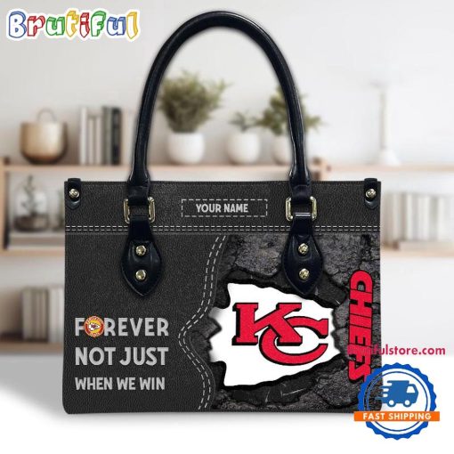 NFL Kansas City Chiefs Custom Name Gift For Fans Leather Hand Bag