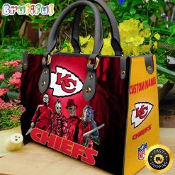 NFL Kansas City Chiefs Custom Name Halloween Edition Leather Hand Bag