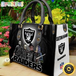 NFL Las Vegas Raiders Custom Name Halloween Edition Leather Hand Bag