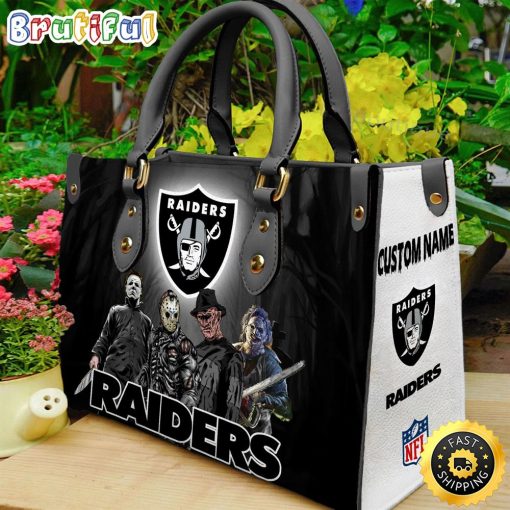 NFL Las Vegas Raiders Custom Name Halloween Edition Leather Hand Bag