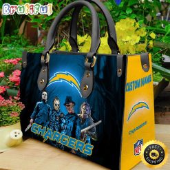 NFL Los Angeles Chargers Custom Name Halloween Edition Leather Hand Bag