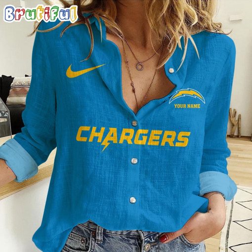 NFL Los Angeles Chargers Custom Name New Edition Casual Shirt for Women