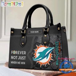 NFL Miami Dolphins Custom Name Gift For Fans Leather Hand Bag