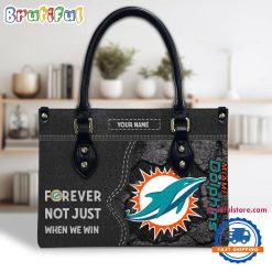 NFL Miami Dolphins Custom Name Gift For Fans Leather Hand Bag