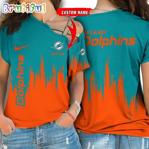 NFL Miami Dolphins Custom Name Limited Edition One Shoulder T-Shirt