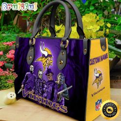 NFL Minnesota Vikings Custom Name Halloween Edition Leather Hand Bag