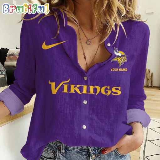 NFL Minnesota Vikings Custom Name New Edition Casual Shirt for Women