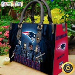 NFL New England Patriots Custom Name Halloween Edition Leather Hand Bag
