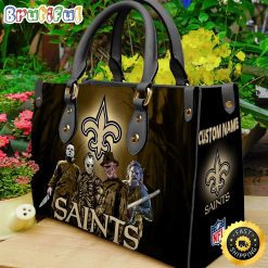 NFL New Orleans Saints Custom Name Halloween Edition Leather Hand Bag