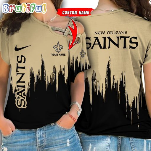 NFL New Orleans Saints Custom Name Limited Edition One Shoulder T-Shirt