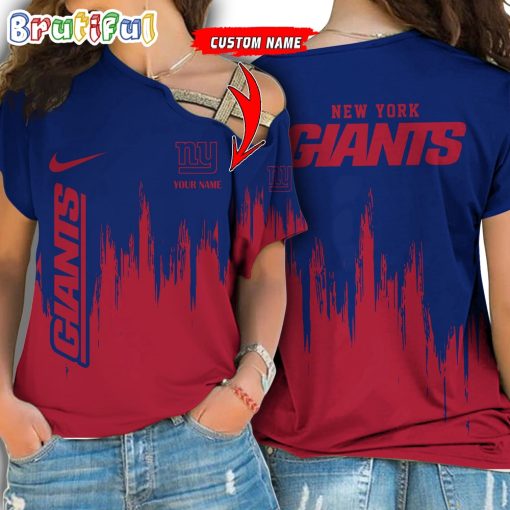 NFL New York Giants Custom Name Limited Edition One Shoulder T-Shirt