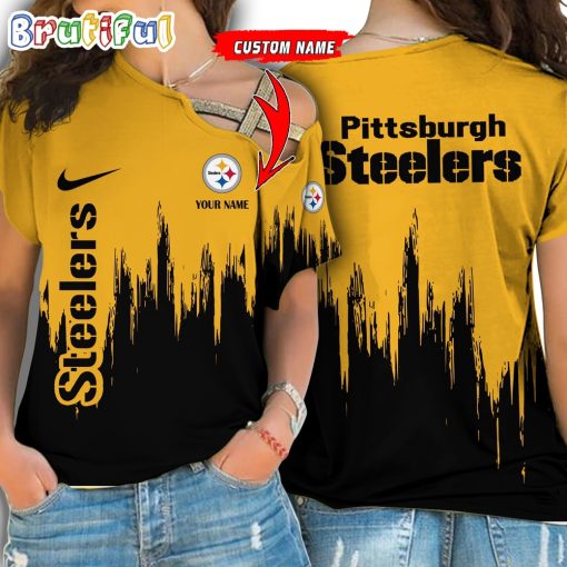 NFL Pittsburgh Steelers Custom Name Limited Edition One Shoulder T-Shirt