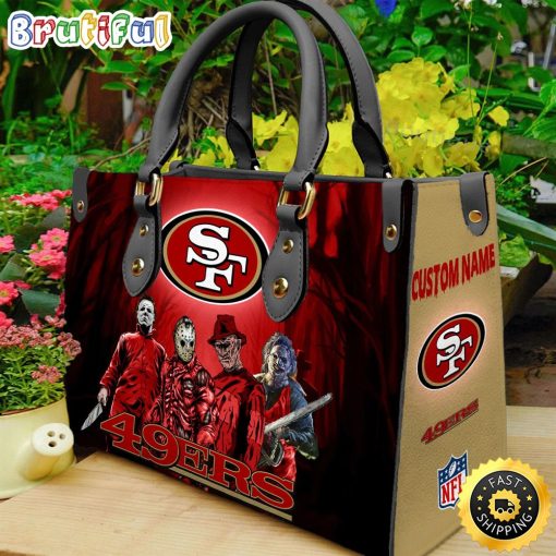 NFL San Francisco 49ers Custom Name Halloween Edition Leather Hand Bag