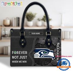 NFL Seattle Seahawks Custom Name Gift For Fans Leather Hand Bag