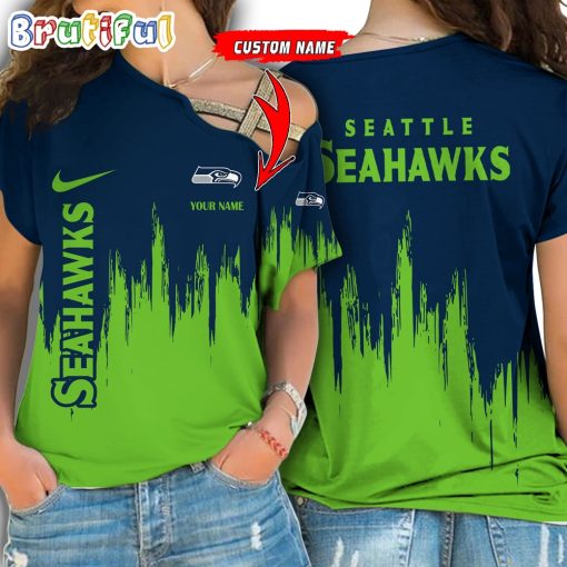 NFL Seattle Seahawks Custom Name Limited Edition One Shoulder T-Shirt