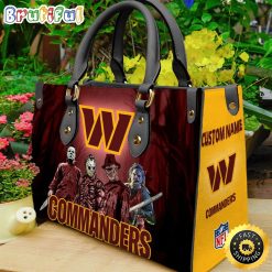 NFL Washington Commanders Custom Name Halloween Edition Leather Hand Bag