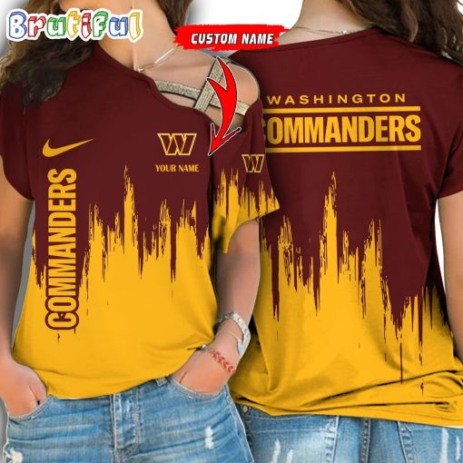 NFL Washington Commanders Custom Name Limited Edition One Shoulder T-Shirt