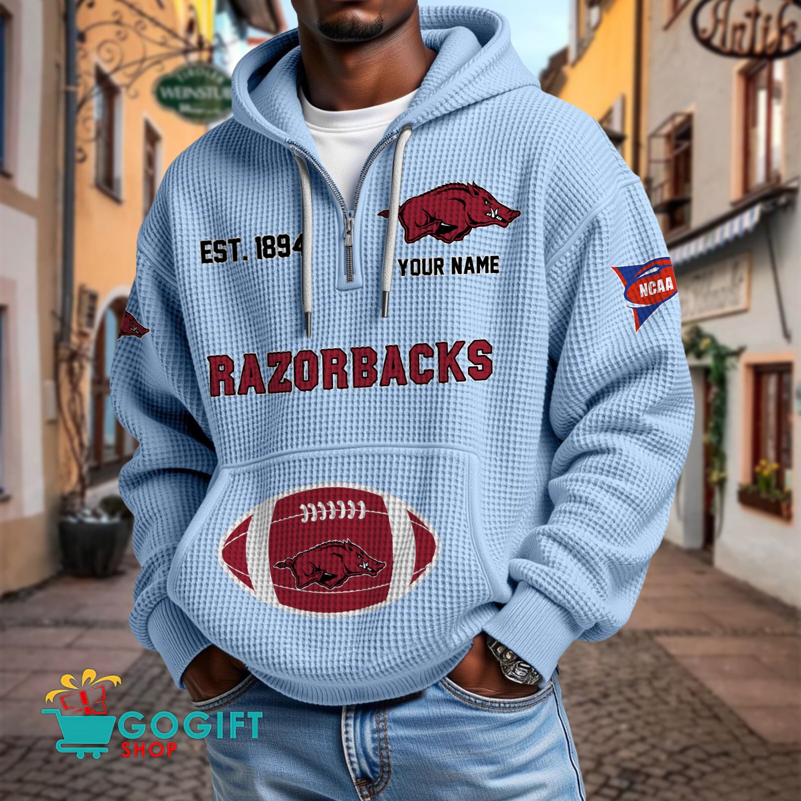 Arkansas Razorbacks – Waffle Hoodie Special Edition with Custom Name Arkansas Razorbacks – Waffle Hoodie Special Edition with Custom Name