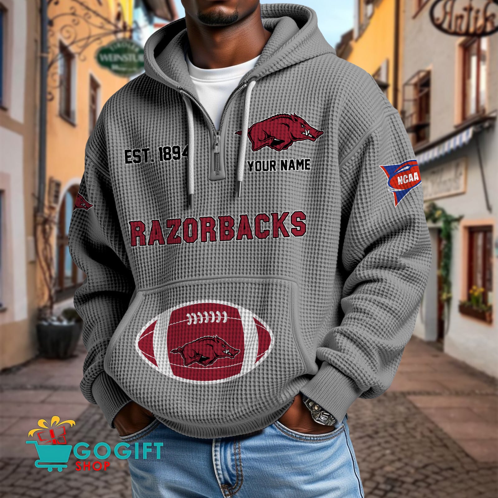 Arkansas Razorbacks – Waffle Hoodie Special Edition with Custom Name Arkansas Razorbacks – Waffle Hoodie Special Edition with Custom Name