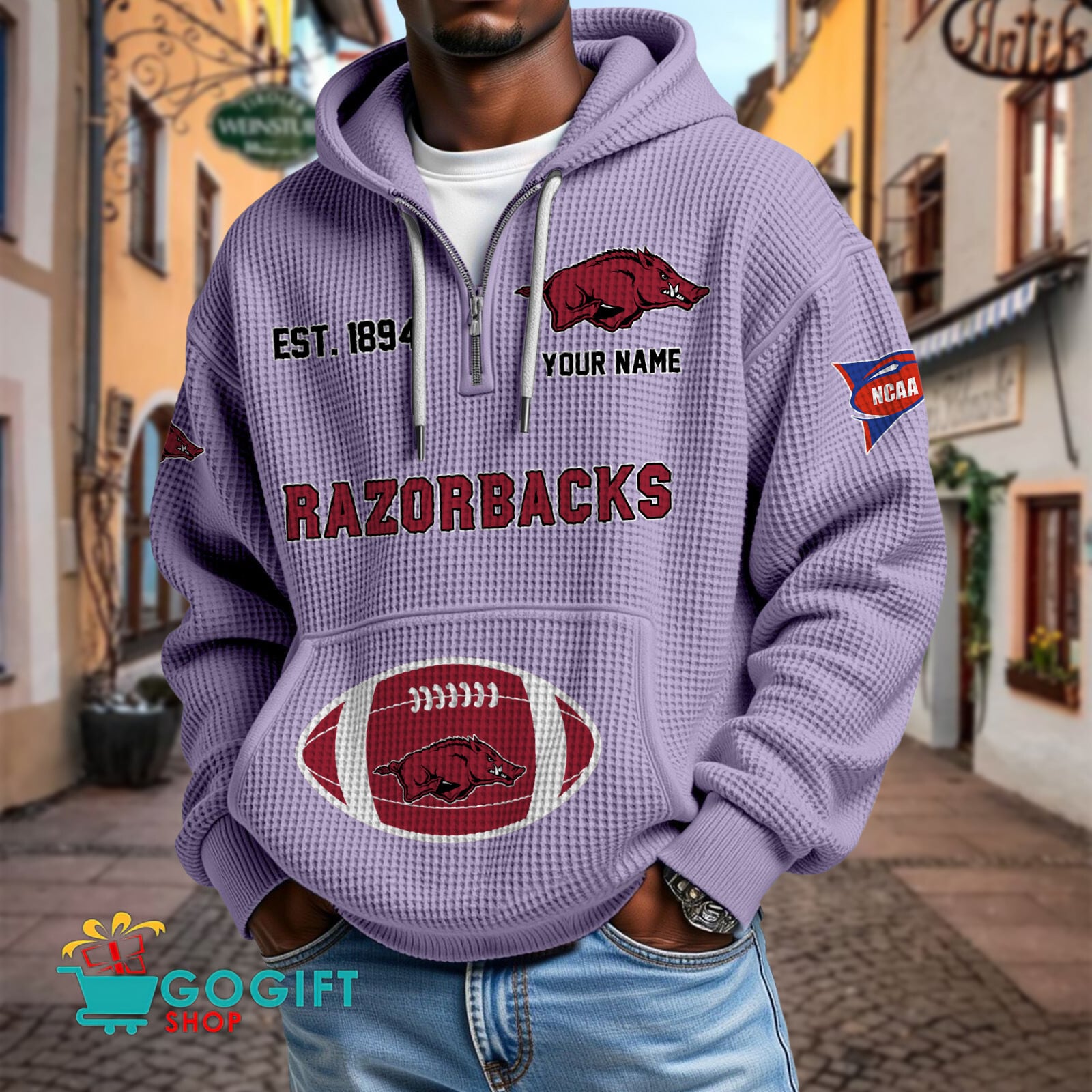 Arkansas Razorbacks – Waffle Hoodie Special Edition with Custom Name Arkansas Razorbacks – Waffle Hoodie Special Edition with Custom Name