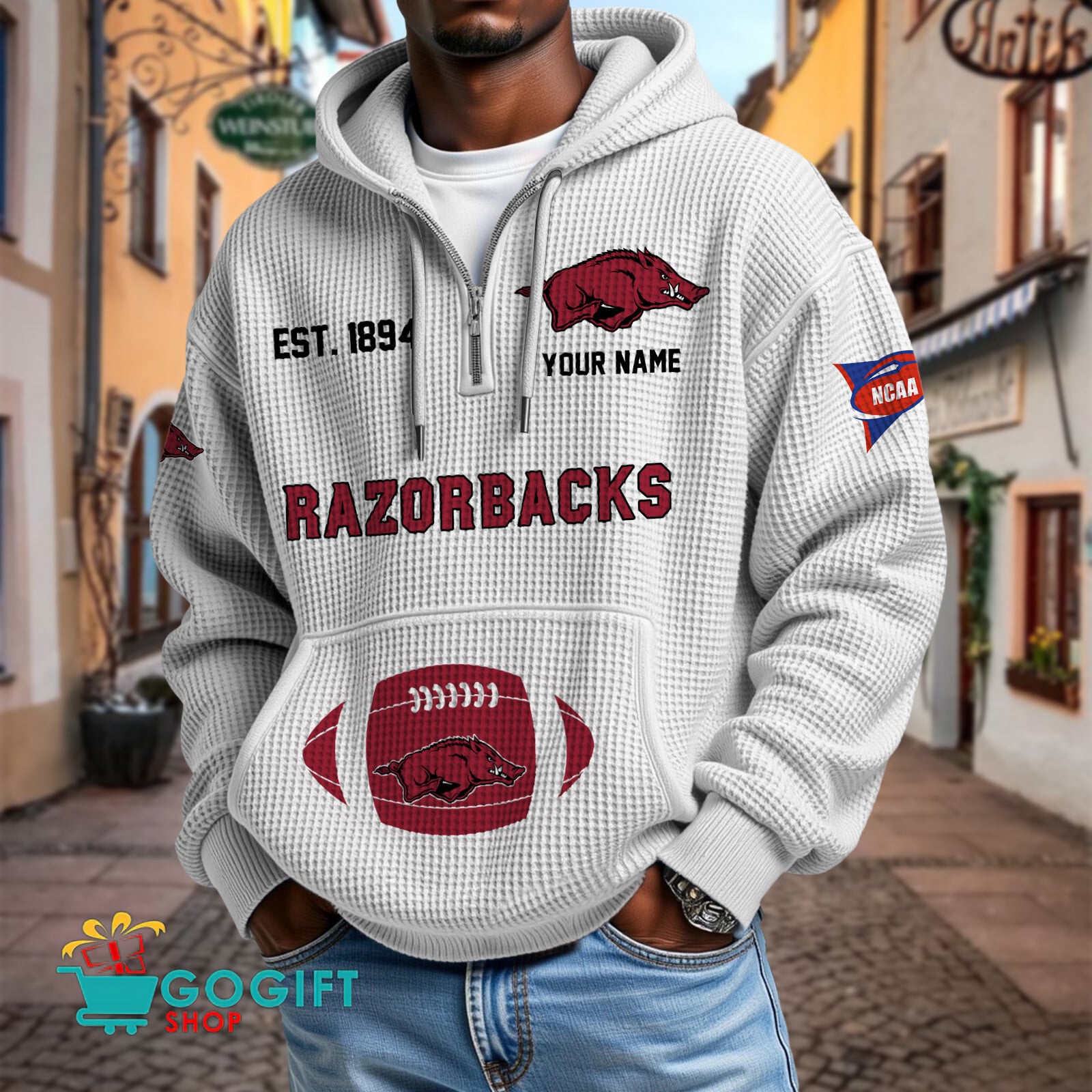 Arkansas Razorbacks – Waffle Hoodie Special Edition with Custom Name Arkansas Razorbacks – Waffle Hoodie Special Edition with Custom Name